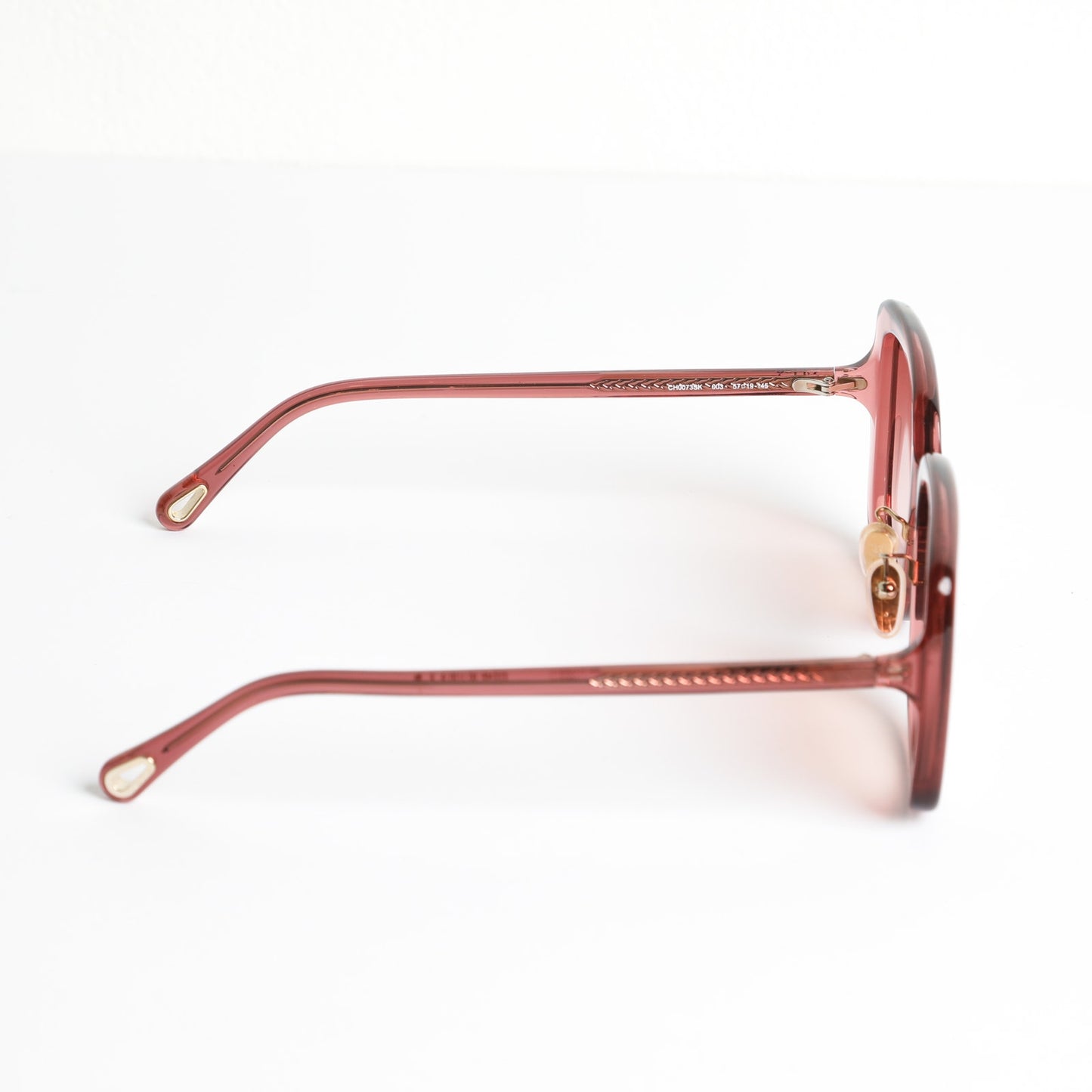 CHLOÉ Pink Oversized Tinted Rectangle Sunglasses
