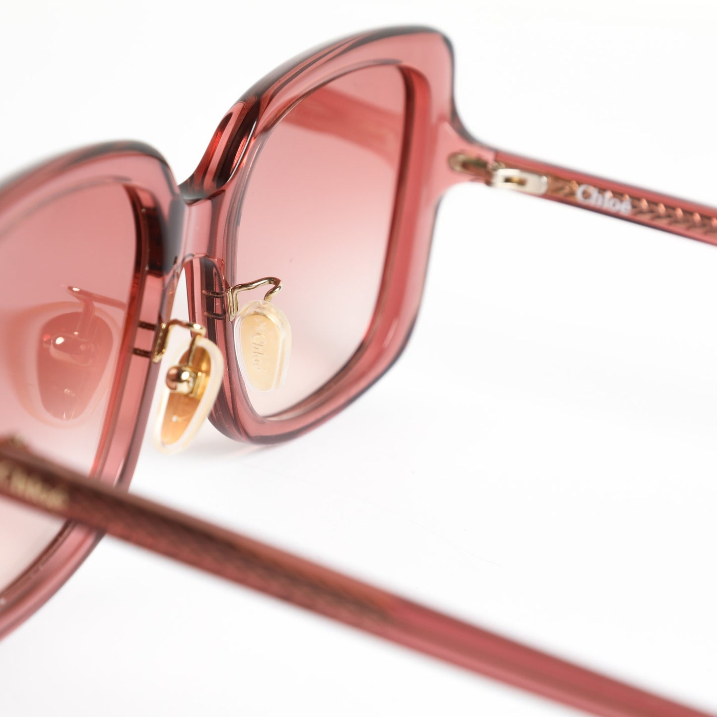 CHLOÉ Pink Oversized Tinted Rectangle Sunglasses