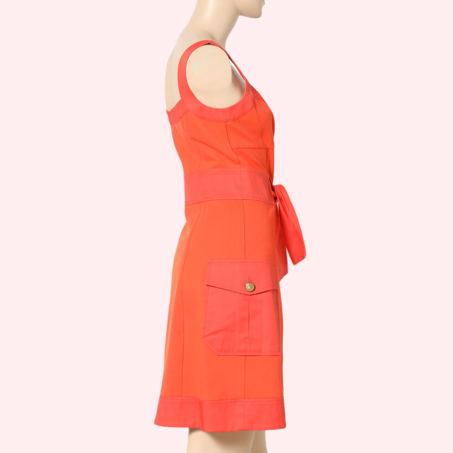 DIANE VON FURSTENBERG Orange V-Neck Button-Up Mini Dress
