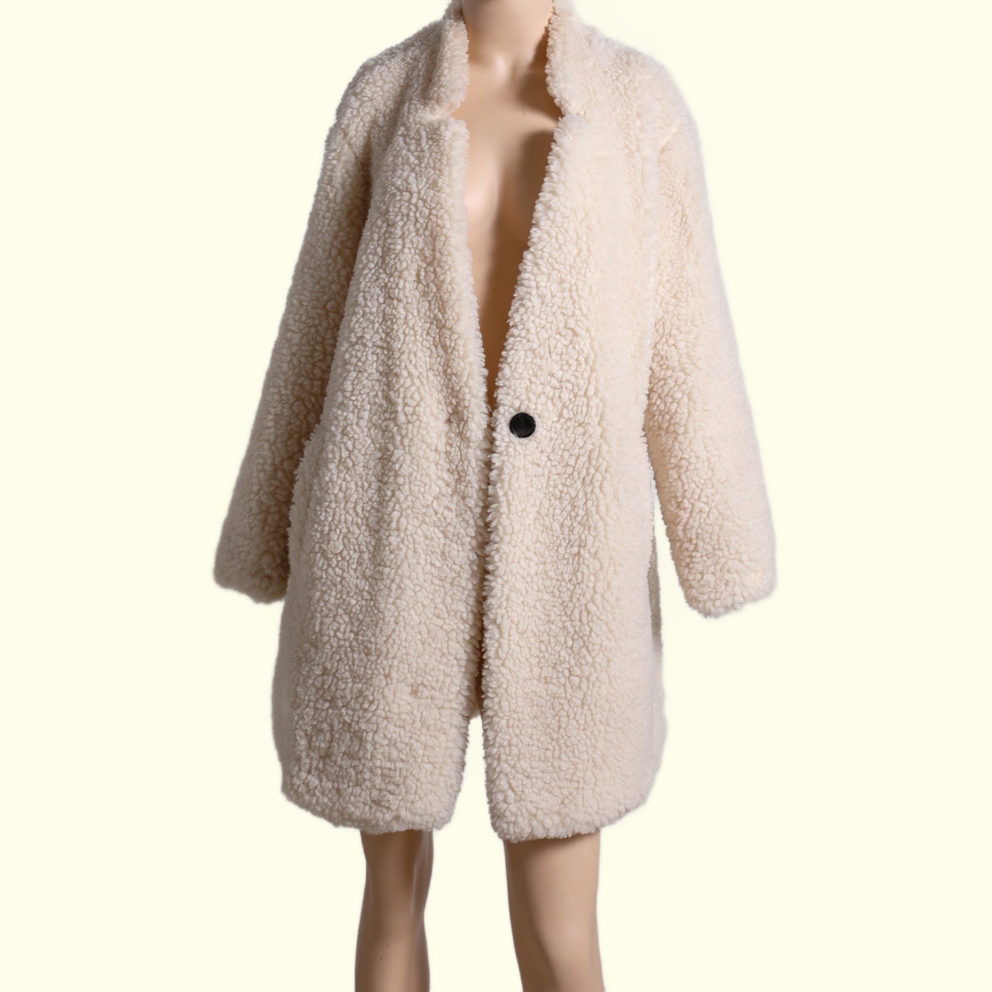 ZARA Ivory Shearling Oversized Jacket Beige