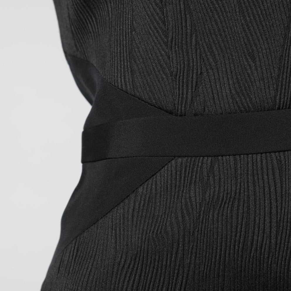 JAY GODFREY Black Scoop Neck Textured Pencil Dress
