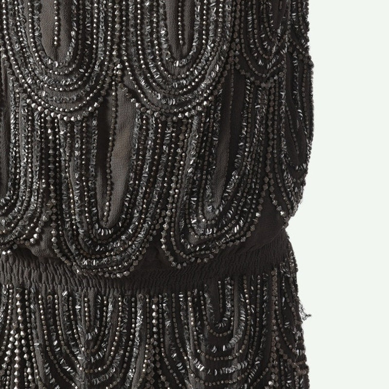 BOYOD Gray Silver Beaded Ruffle Blouson Mini Dress