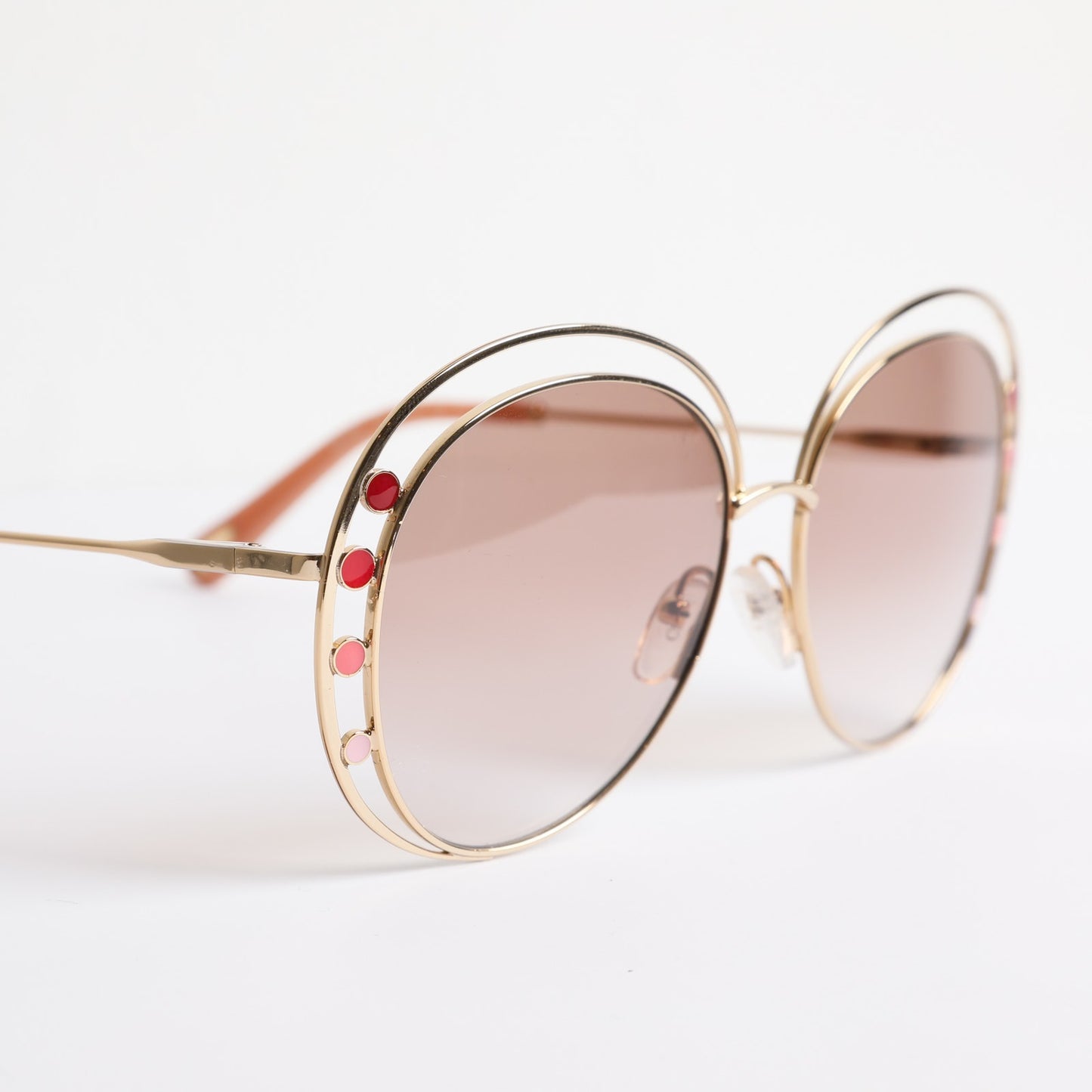 CHLOE Delilah Double Rimmed Gradient Sunglasses, Gold + Pink Frames