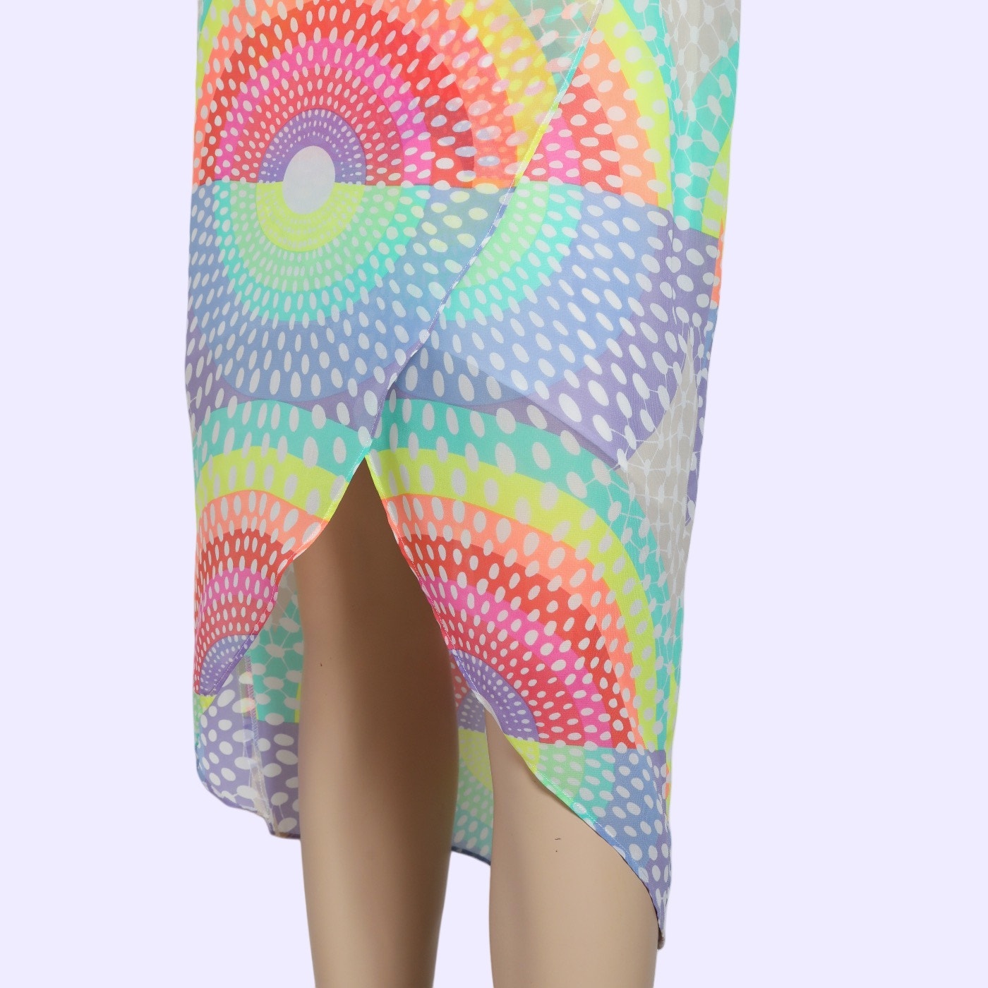 MARA HOFFMAN Pink Purple Rainbow Print Slip Midi Dress