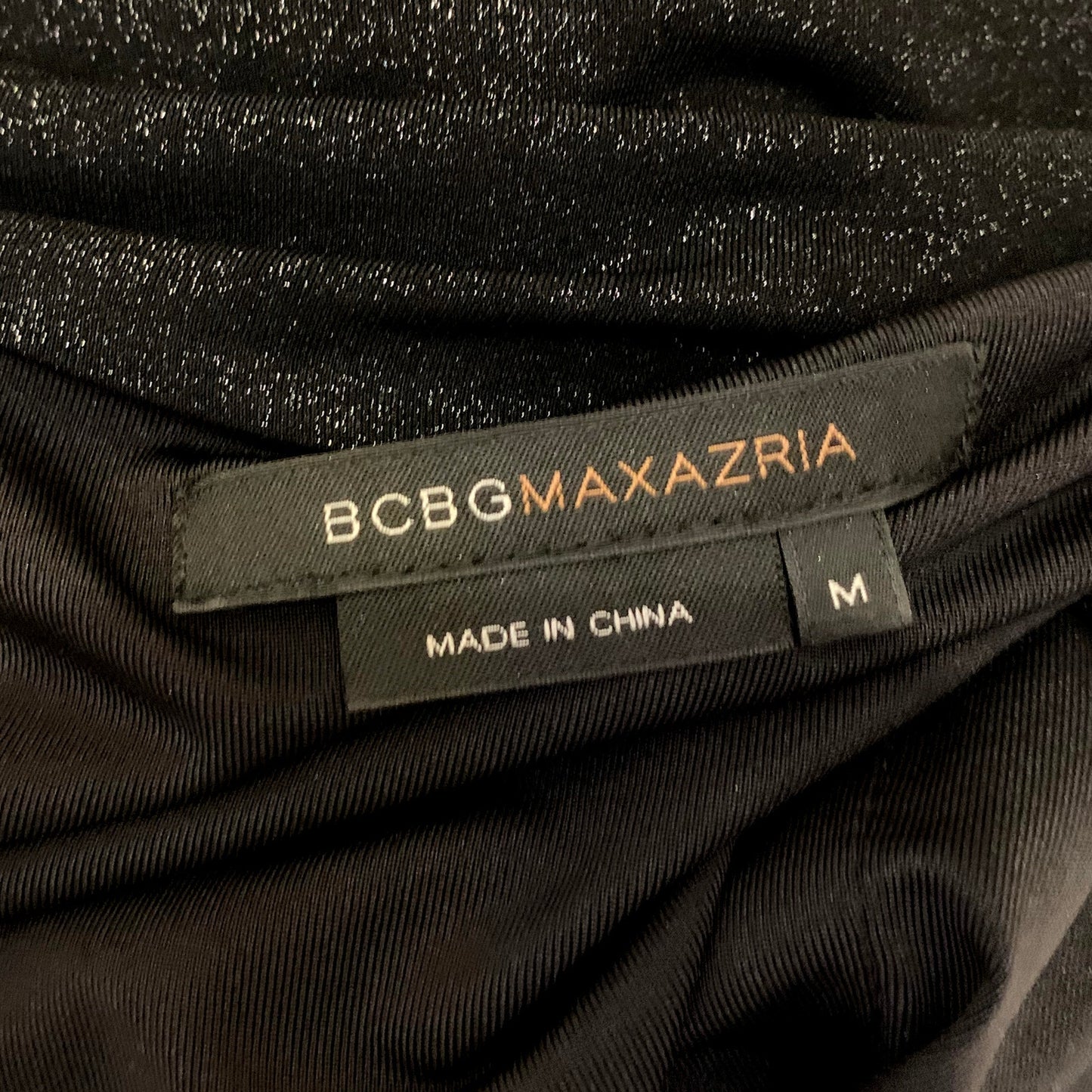 BCBGMAXAZRIA Black Metallic Fitted Draped Dress Vintage Y2K