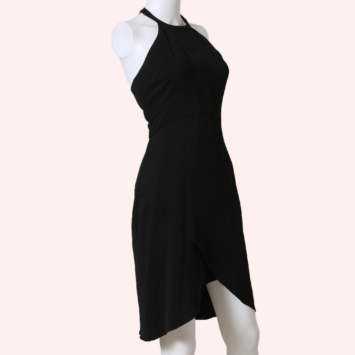 AMANDA UPRICHARD Marshall Black Halter Asymmetrical Mini Dress