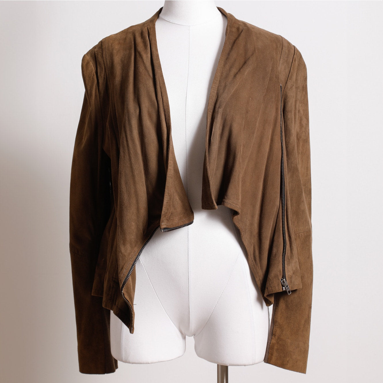 MUUBAA Brown Suede Vintage Long Sleeve Jacket