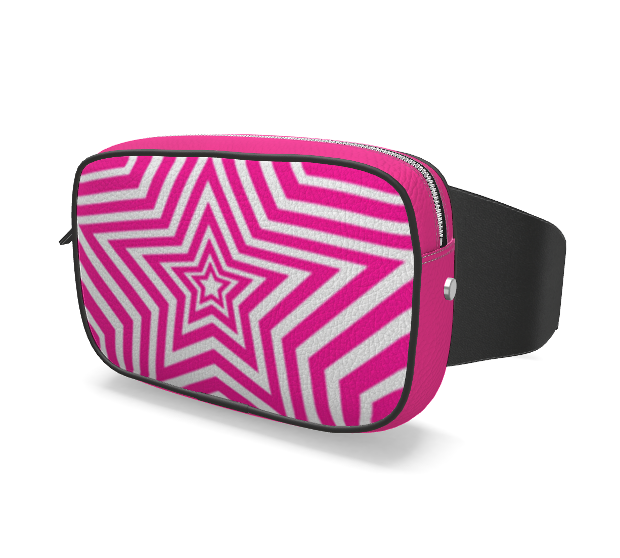 UNTITLED BOUTIQUE Pink and White Leather Star Belt Bag - Limited Edition