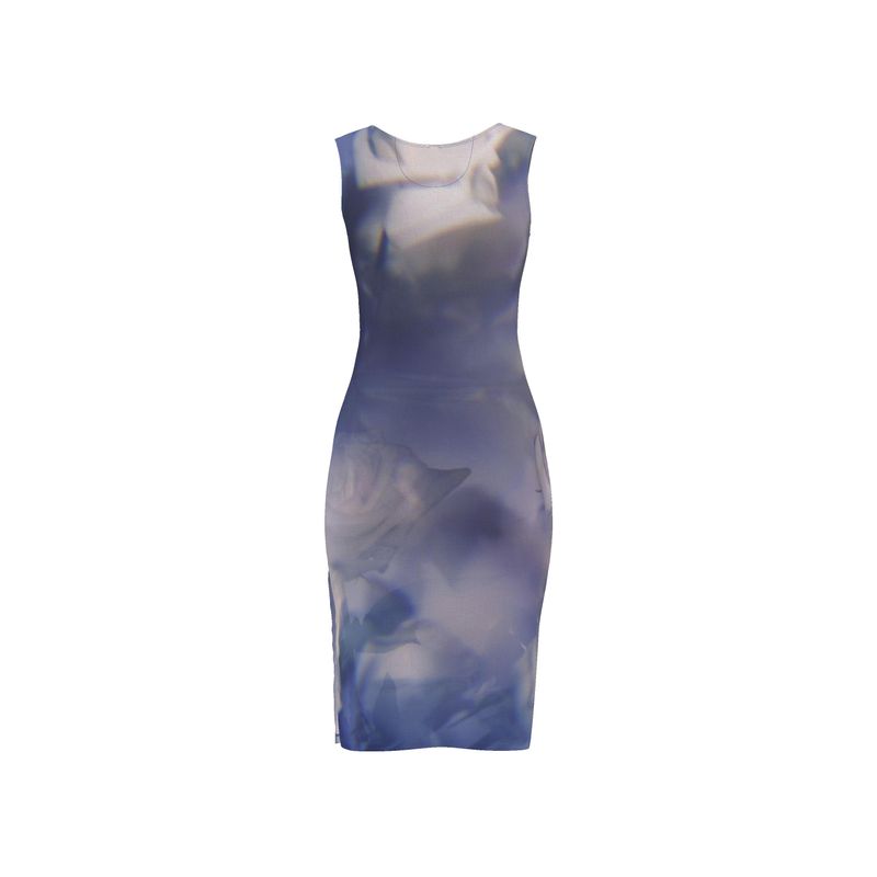 UNTITLED x Indira Cesarine Kaledoscopic Blue Flowers Bodycon Dress