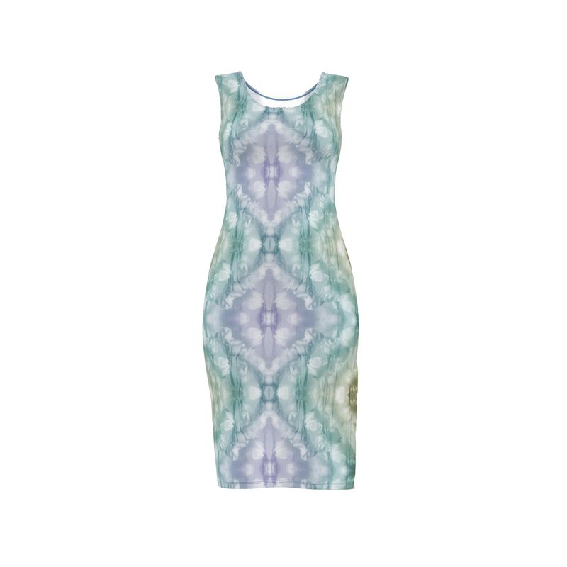 UNTITLED x Indira Cesarine Kaledoscopic Green and Purple Flowers Dress