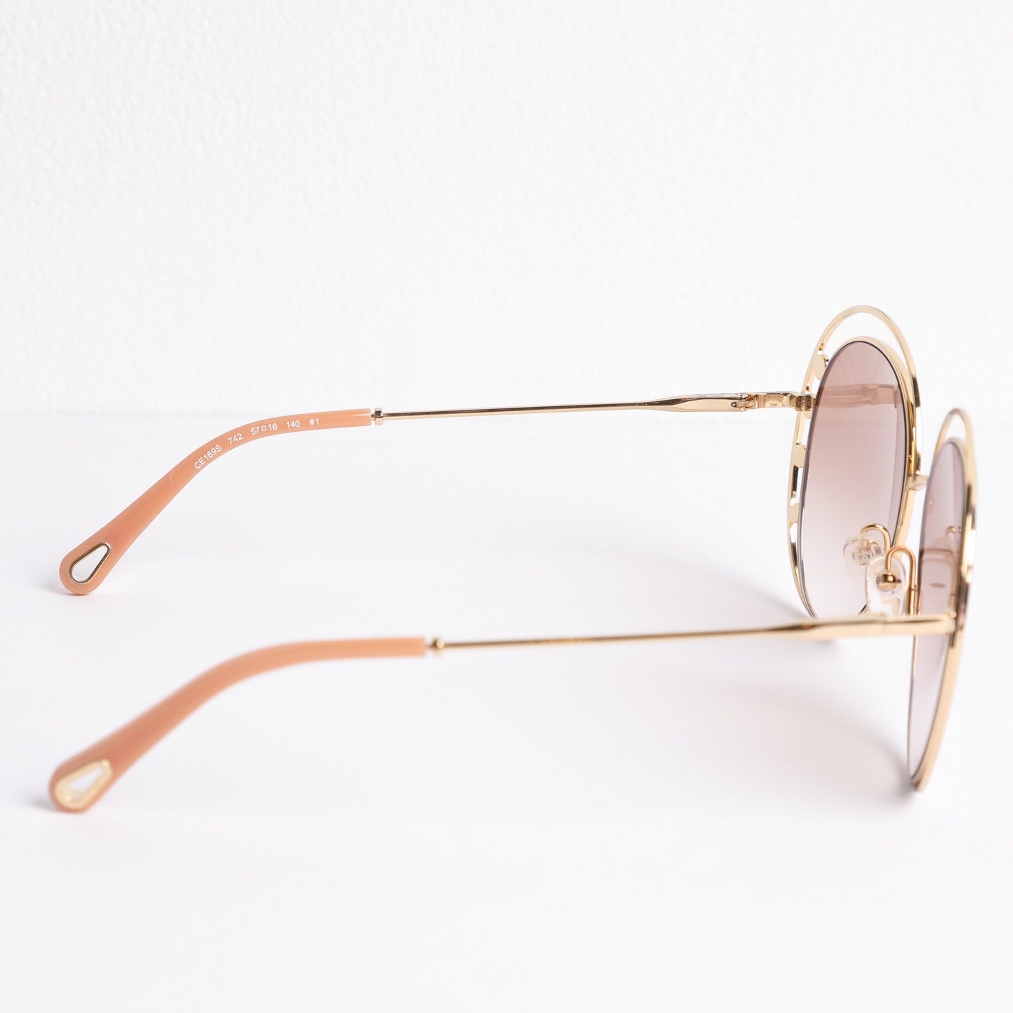 CHLOE Delilah Double Rimmed Gradient Sunglasses, Gold + Pink Frames