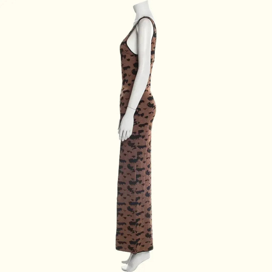 NANUSHKA Brown Animal Print Evening Dress