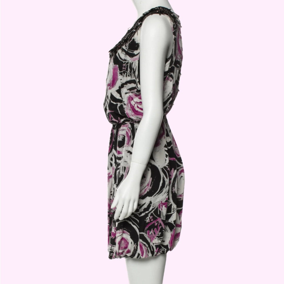 ROBERT RODRIGUEZ Floral Print Mini Silk Dress