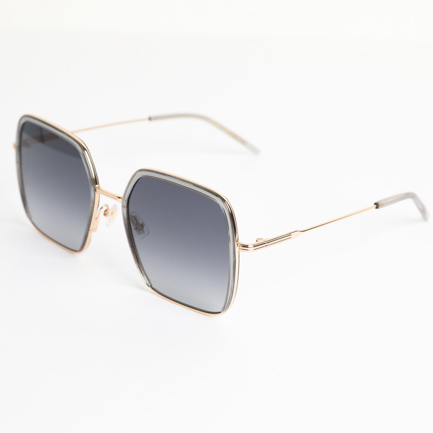 BOSS Grey Acetate Square Sunglasses With Gold-Tone Metal Frames