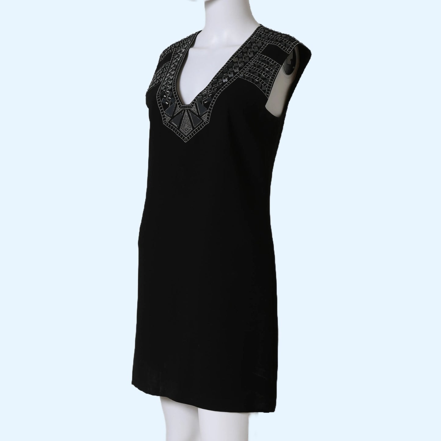 BCBGMAXAZRIA Black with Silver Embellishment Mini Dress