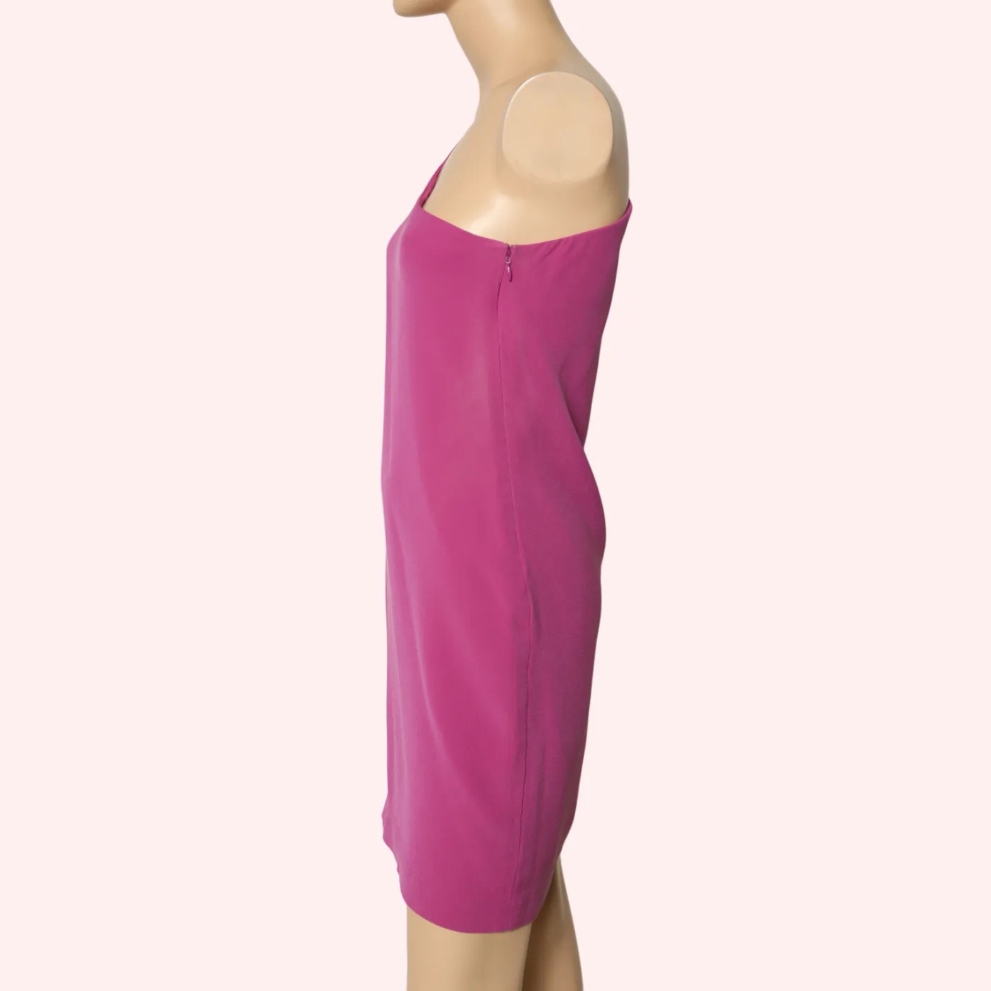 TORY BURCH Fuchsia One Shoulder Silk Shift Mini Dress