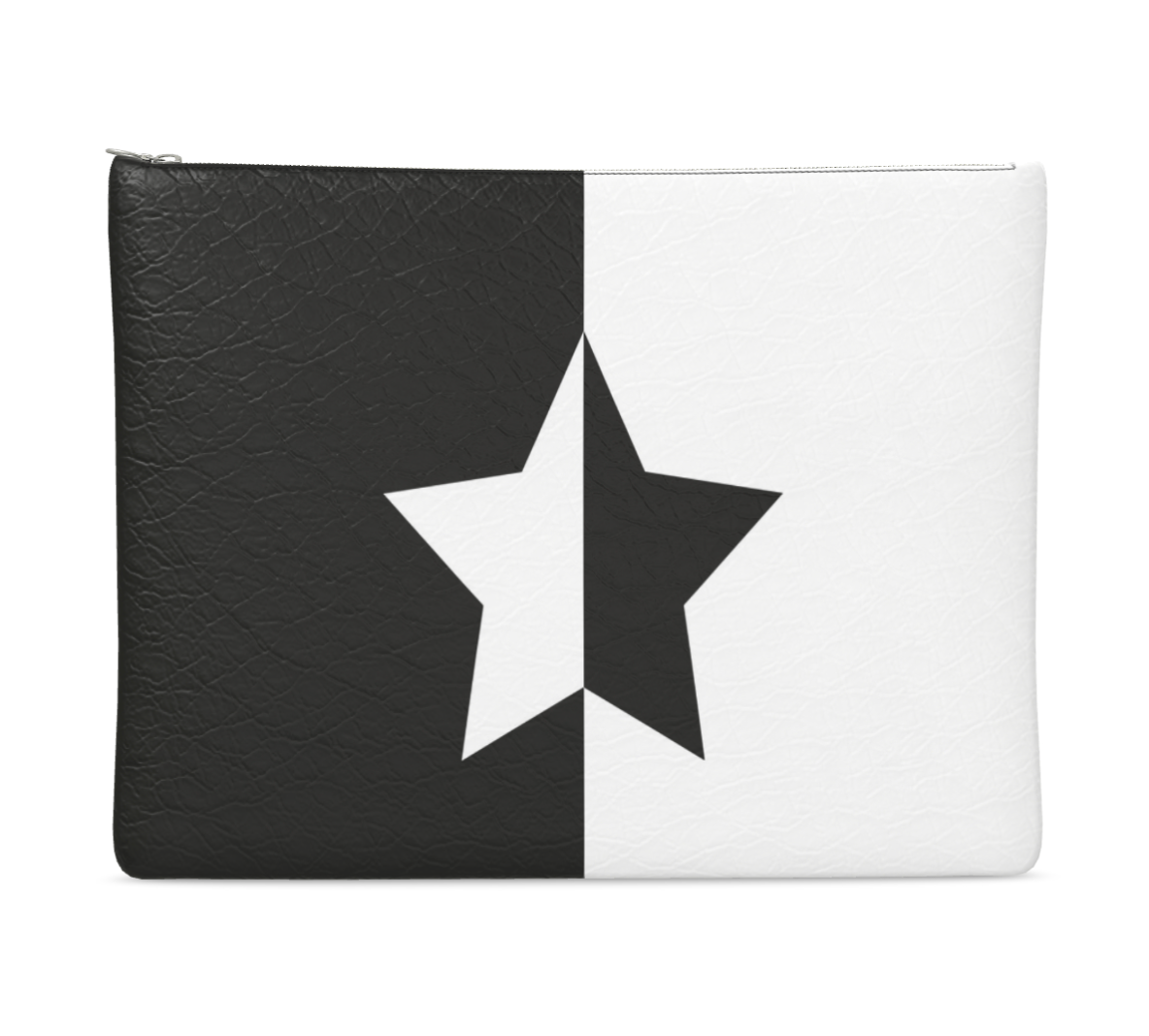 UNTITLED BOUTIQUE Black and White Leather Yin-Yang Star Clutch Bag - Limited Edition