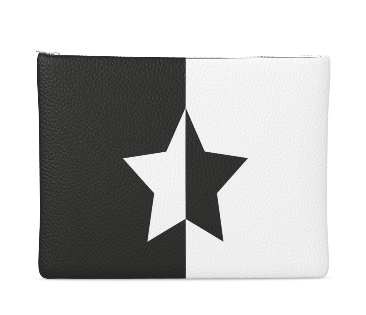 UNTITLED BOUTIQUE Black and White Leather Yin-Yang Star Clutch Bag - Limited Edition