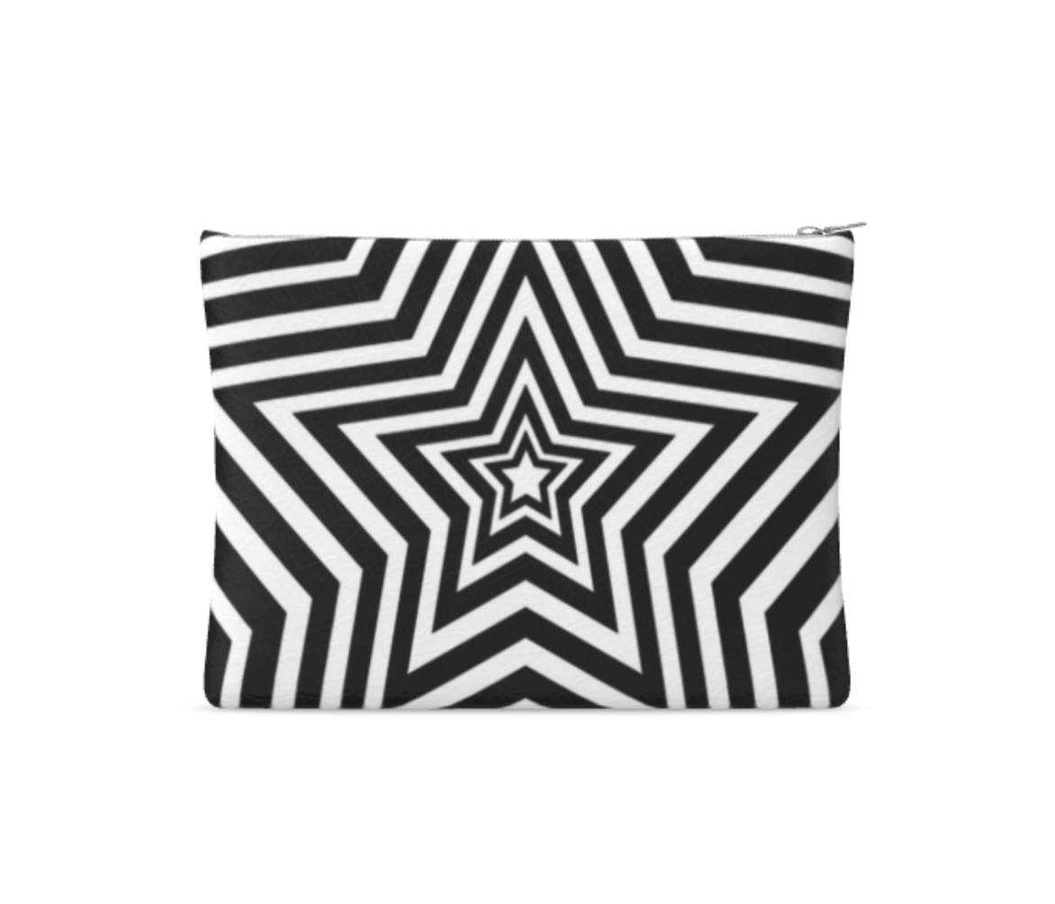 UNTITLED BOUTIQUE Black and White Leather Star Clutch Bag - Limited Edition