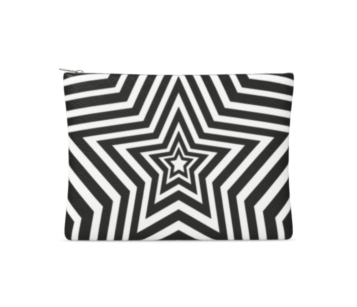 UNTITLED BOUTIQUE Black and White Leather Star Clutch Bag - Limited Edition