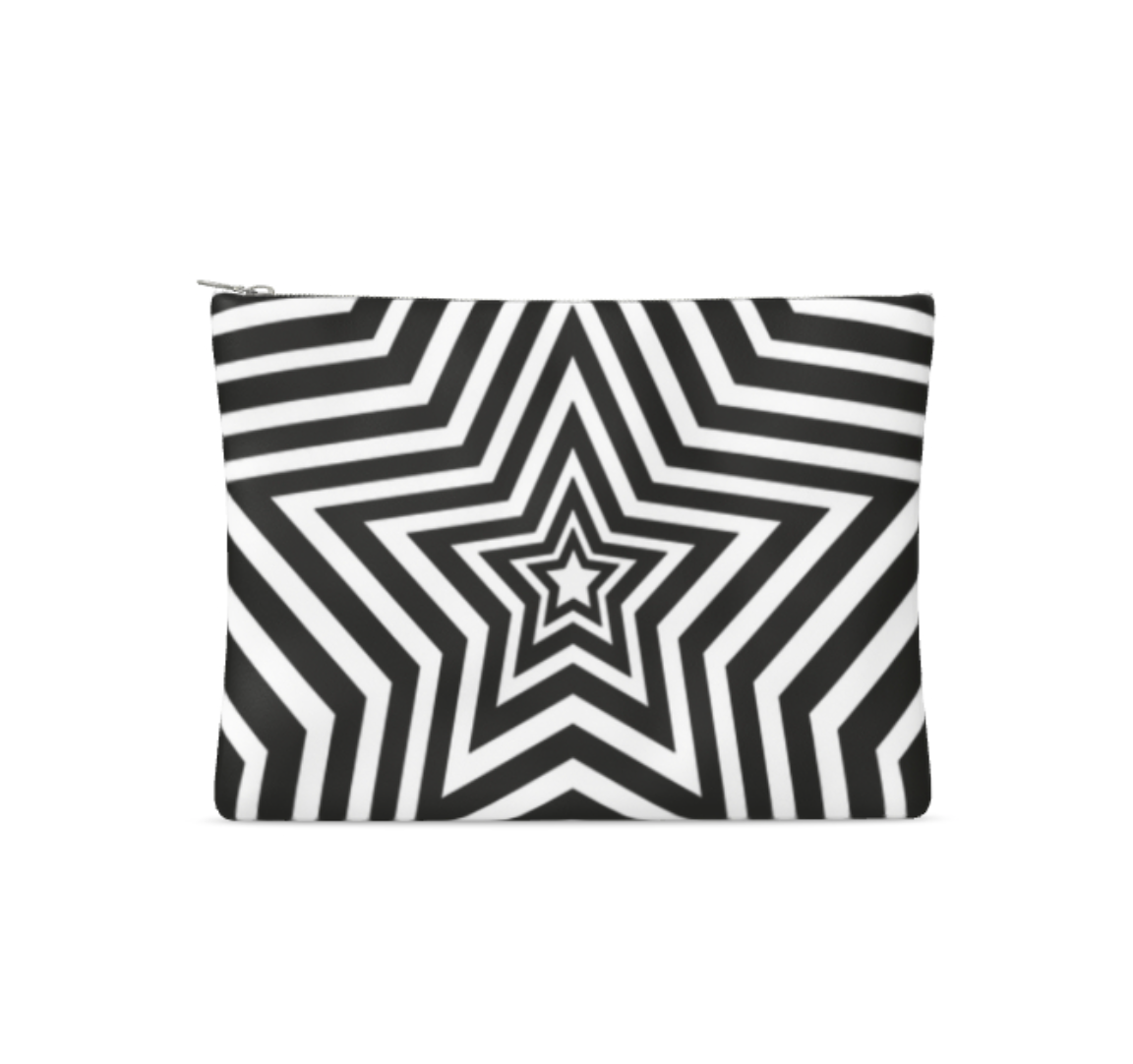 UNTITLED BOUTIQUE Black and White Leather Star Clutch Bag - Limited Edition