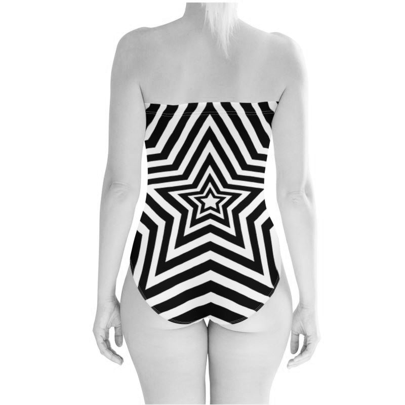 UNTITLED BOUTIQUE Black and White Lycra Stars Strapless Swimsuit - Limited Edition