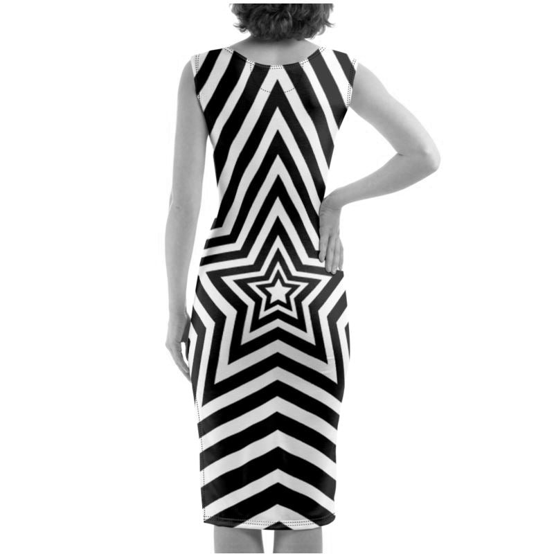 UNTITLED BOUTIQUE Black and White Jersey Star Bodycon Dress - Limited Edition