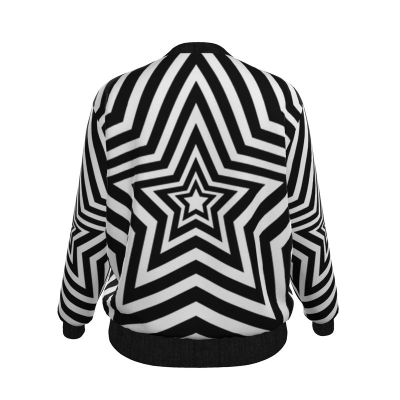 UNTITLED BOUTIQUE Black and White Ladies Jersey Star Bomber Jacket - Limited Edition