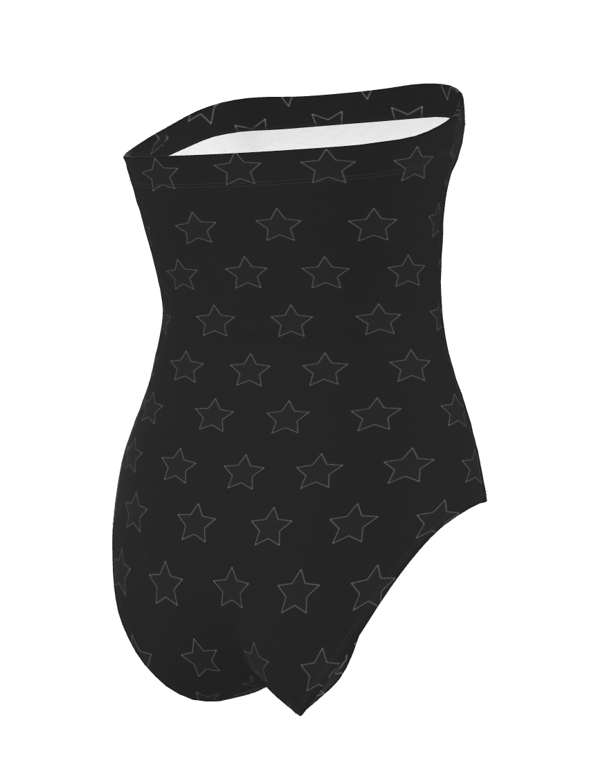 UNTITLED BOUTIQUE Black Lycra Constellation Stars Strapless Swimsuit - Limited Edition