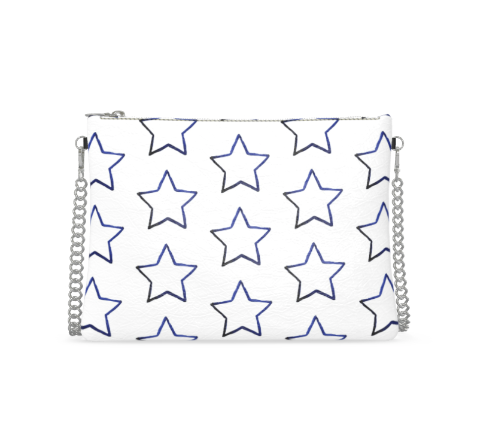 UNTITLED BOUTIQUE White Leather Star Crossbody Bag with Silver Chain - Limited Edition