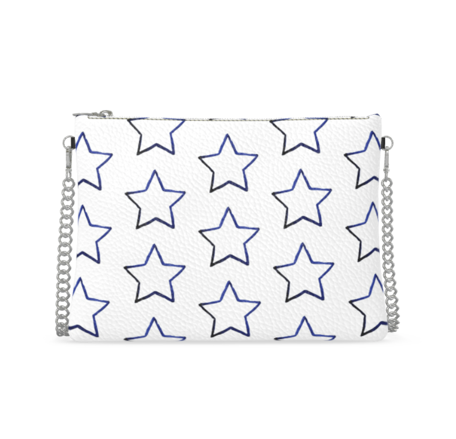 UNTITLED BOUTIQUE White Leather Star Crossbody Bag with Silver Chain - Limited Edition