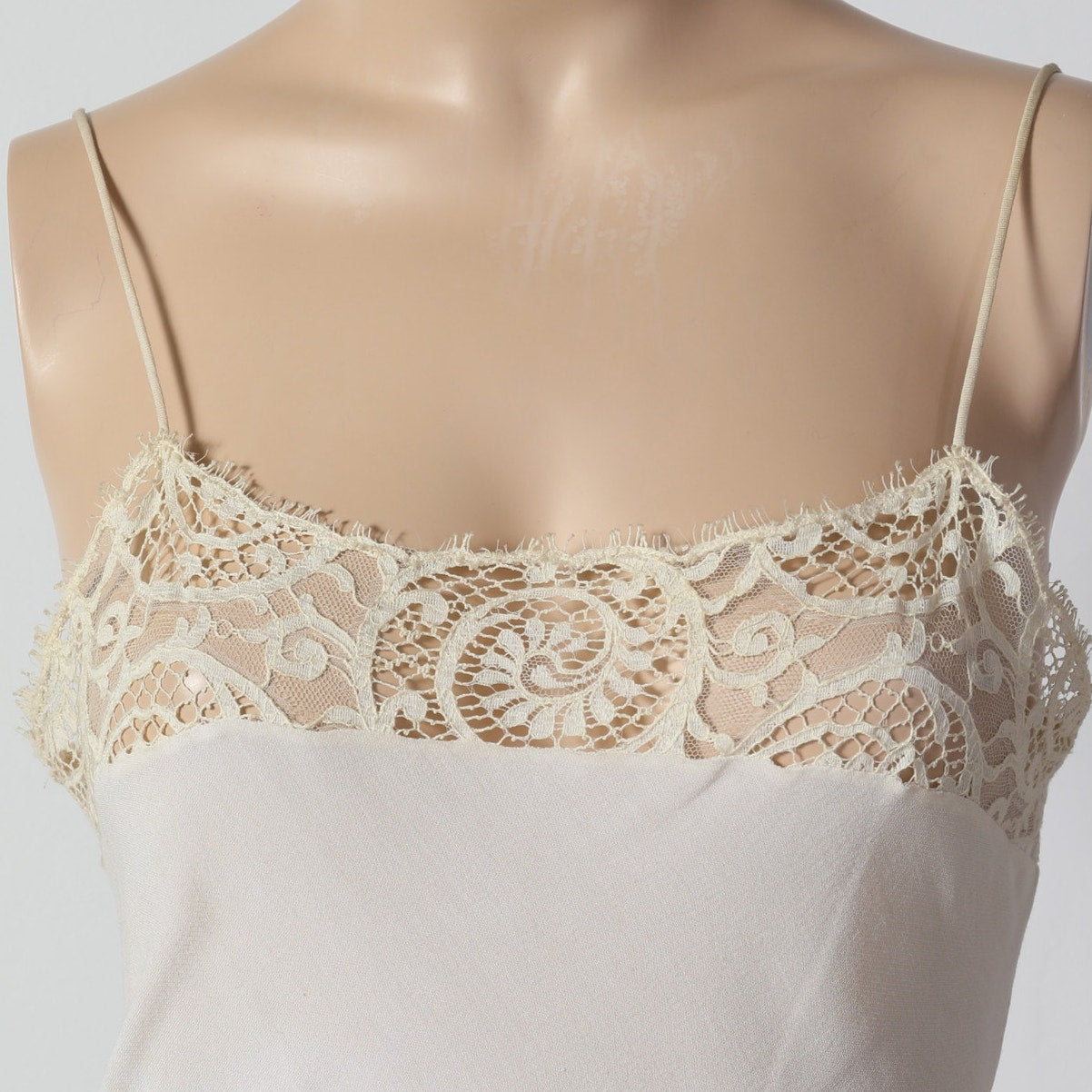 CATHERINE BRICKHILL Vintage Y2K Cream Lace Trim Camisole Tank Top