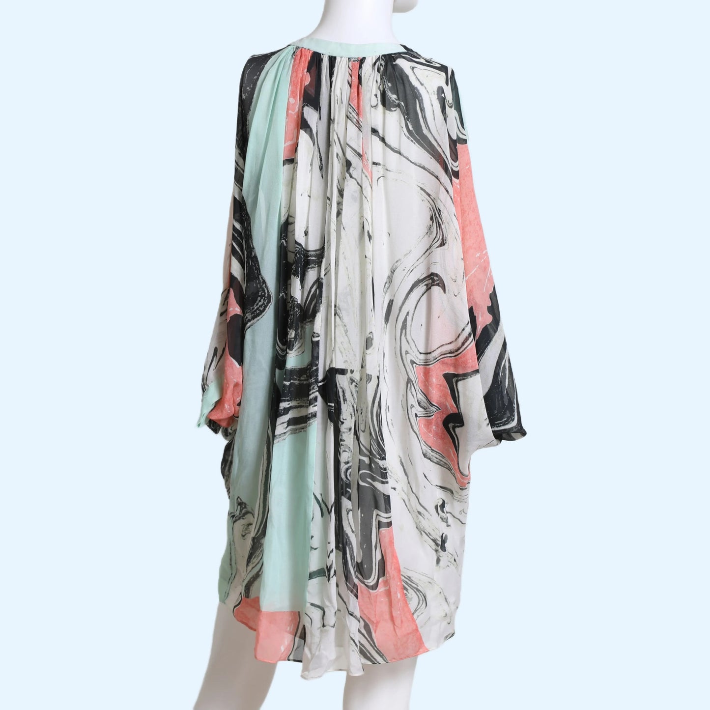 DIANE VON FURSTENBERG Abstract Print Silk Fleurette Caftan Mini Dress