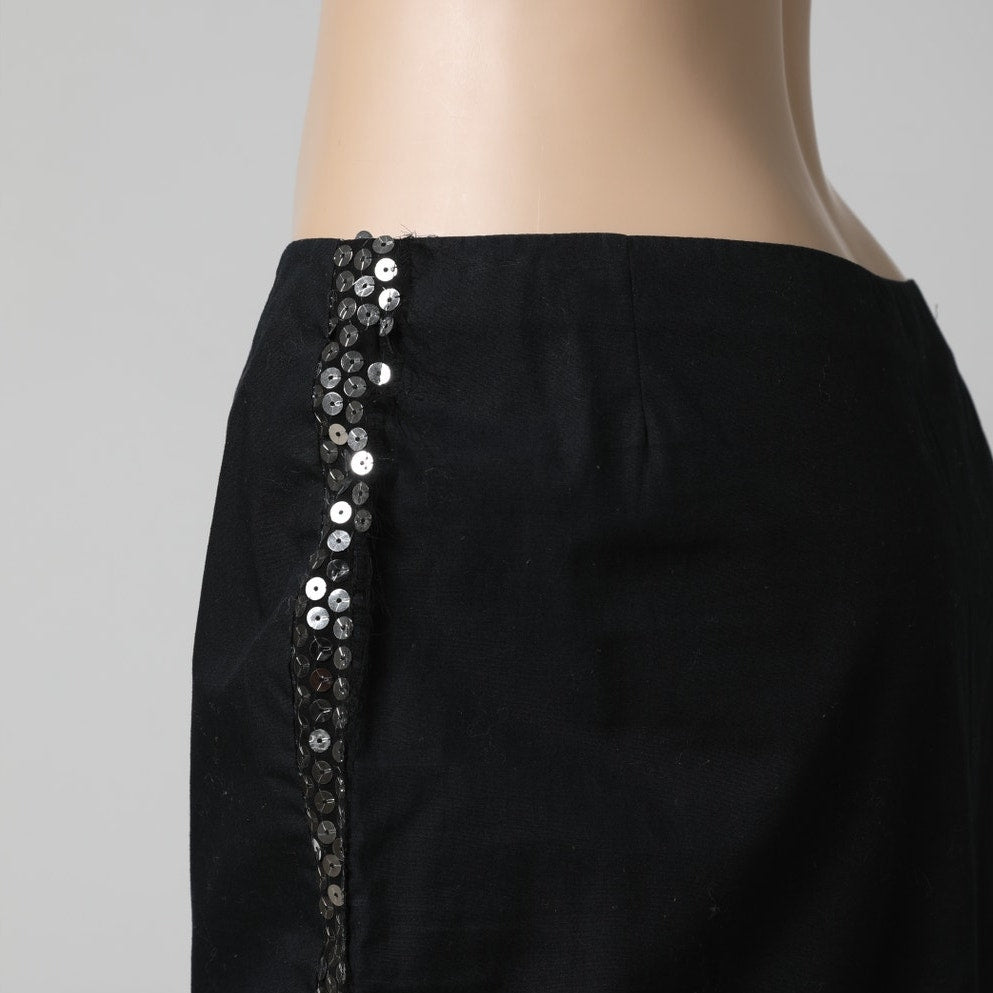 JEAN COLONNA Black And Silver Sequin Vintage Pencil Skirt