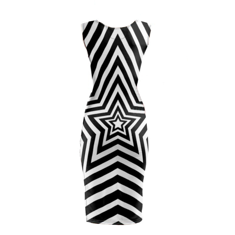 UNTITLED BOUTIQUE Black and White Jersey Star Bodycon Dress