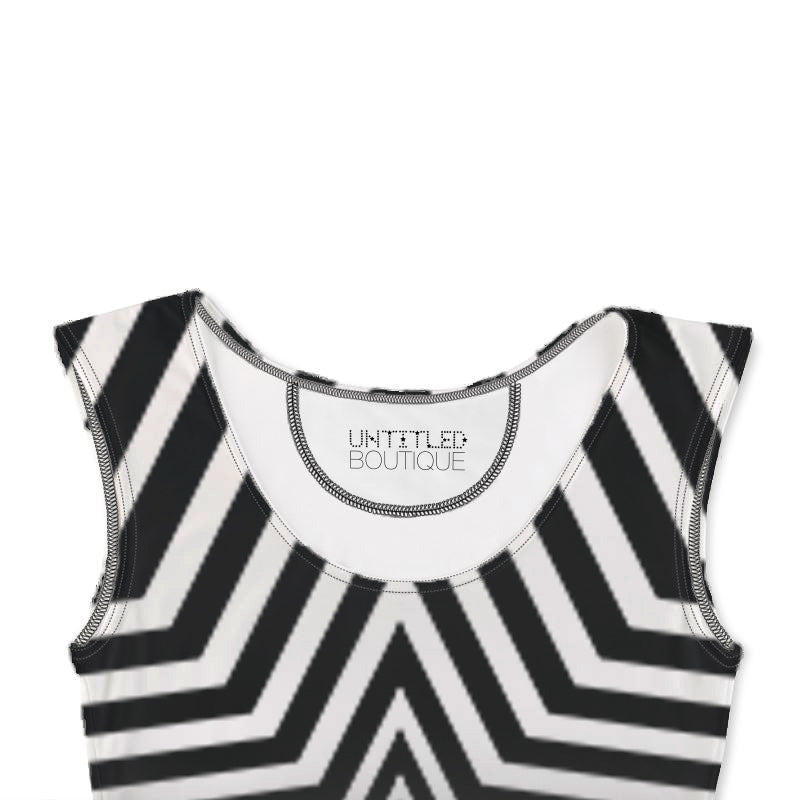 UNTITLED BOUTIQUE Black and White Jersey Star Bodycon Dress - Limited Edition