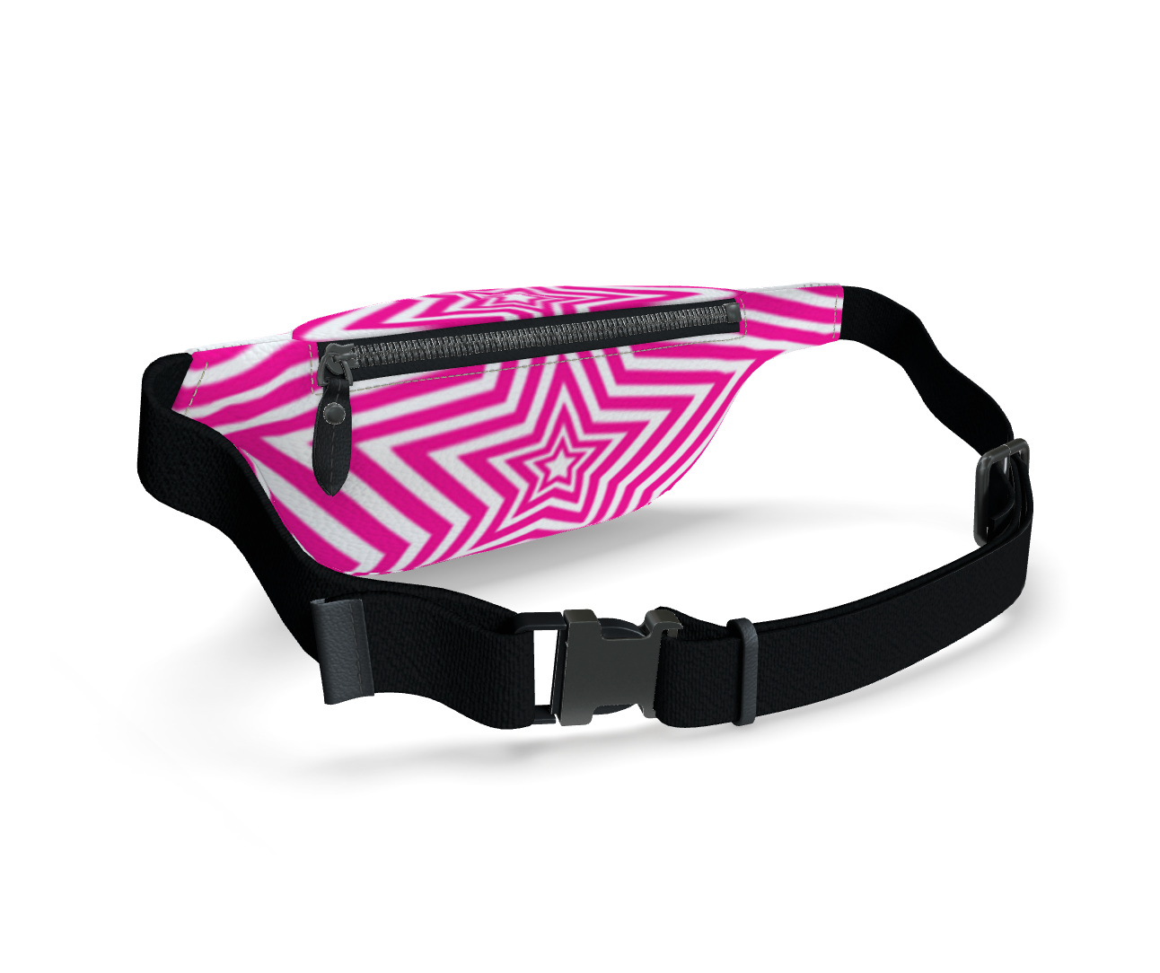 UNTITLED BOUTIQUE Pink and White Leather Star Fanny Pack - Limited Edition
