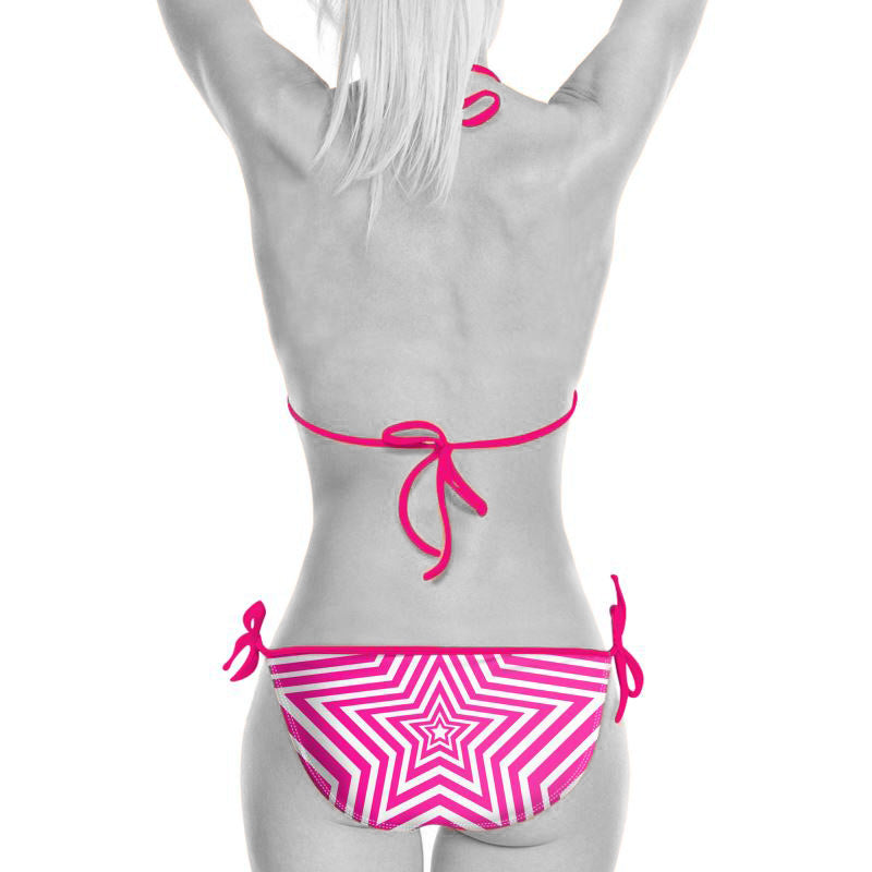 UNTITLED BOUTIQUE Pink and White Lycra Star Bikini - Limited Edition