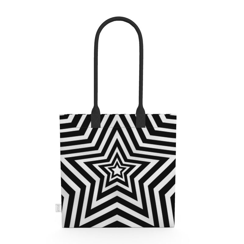 UNTITLED BOUTIQUE Black and White Canvas Star Tote Bag - Limited Edition