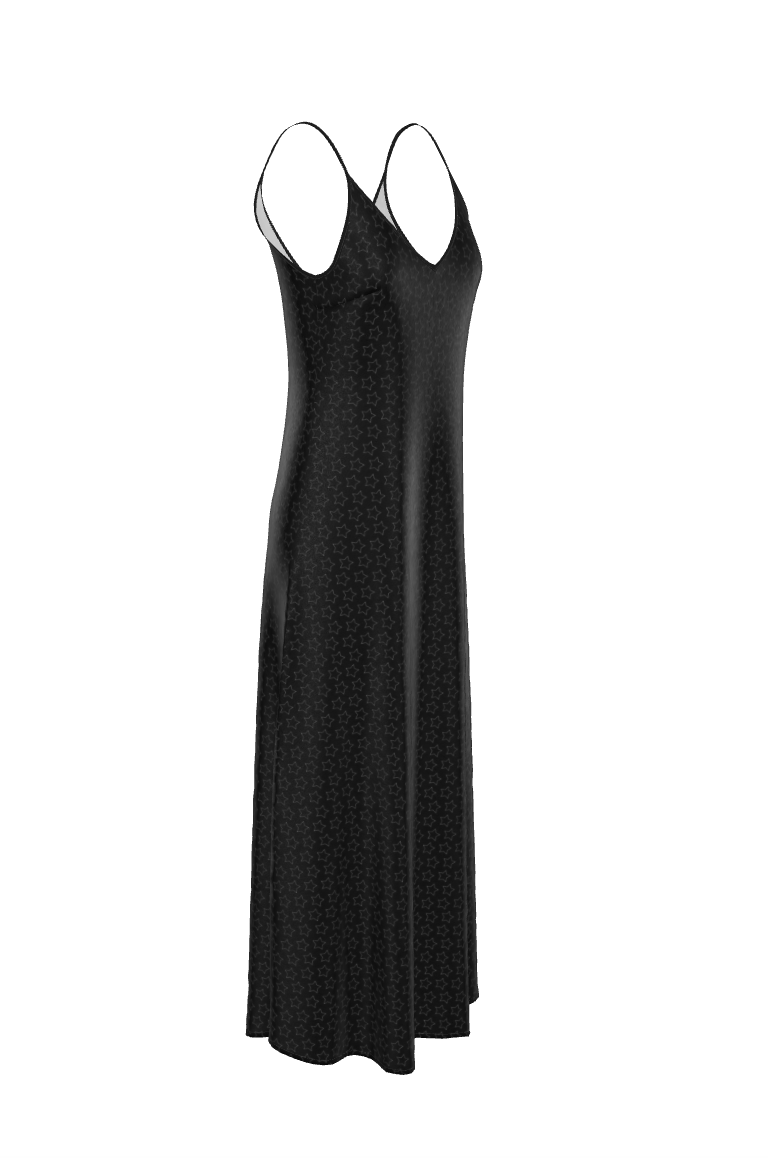 UNTITLED BOUTIQUE Black Smooth Crepe Star Slip Dress - Limited Edition