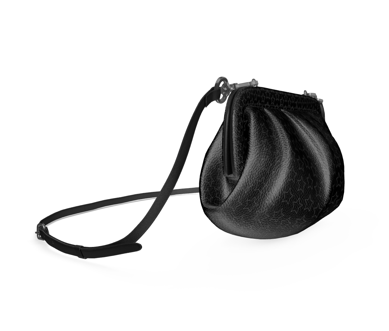 UNTITLED BOUTIQUE Black Leather Stars Pleated Bag - Limited Edition
