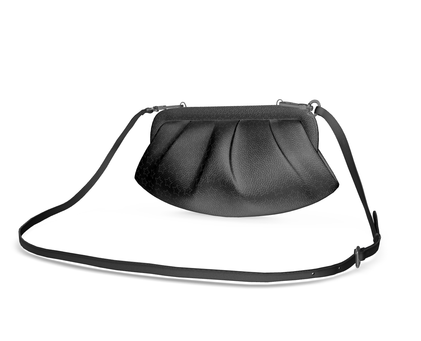 UNTITLED BOUTIQUE Black Leather Stars Pleated Bag - Limited Edition