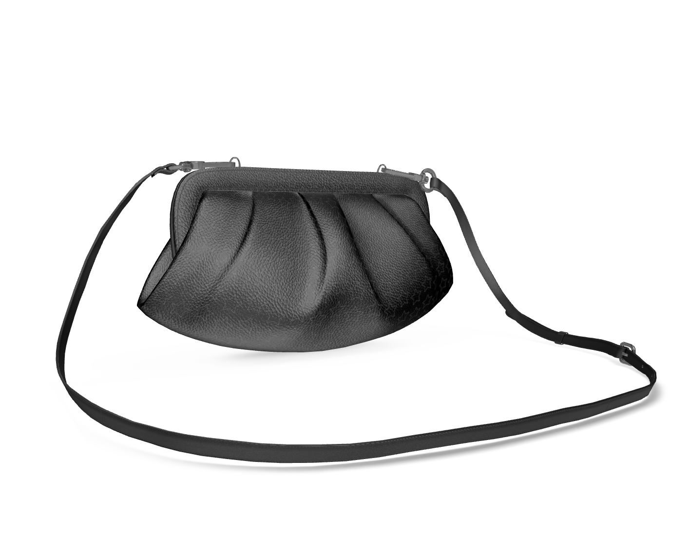 UNTITLED BOUTIQUE Black Leather Stars Pleated Bag - Limited Edition