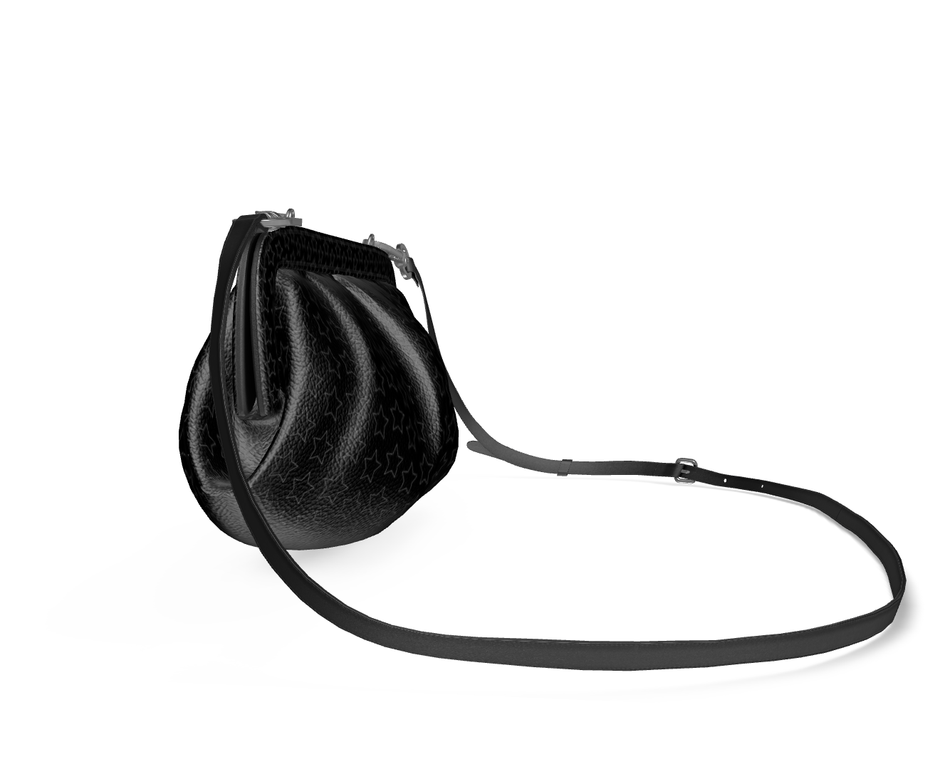 UNTITLED BOUTIQUE Black Leather Stars Pleated Bag - Limited Edition