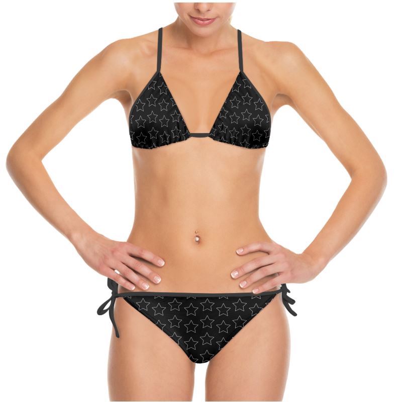 UNTITLED BOUTIQUE Black Lycra Constellation Star Bikini - Limited Edition