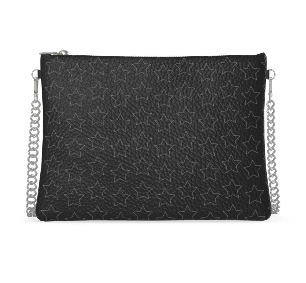 UNTITLED BOUTIQUE Black Leather Star Crossbody Bag With Silver Chain - Limited Edition