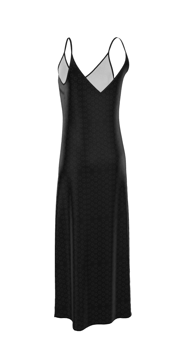 UNTITLED BOUTIQUE Black Smooth Crepe Stars Slip Dress - Limited Edition