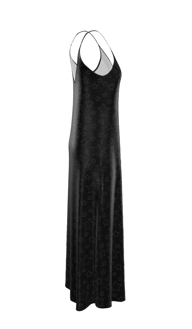 UNTITLED BOUTIQUE Black Silk Constellation Star Slip Dress - Limited Edition