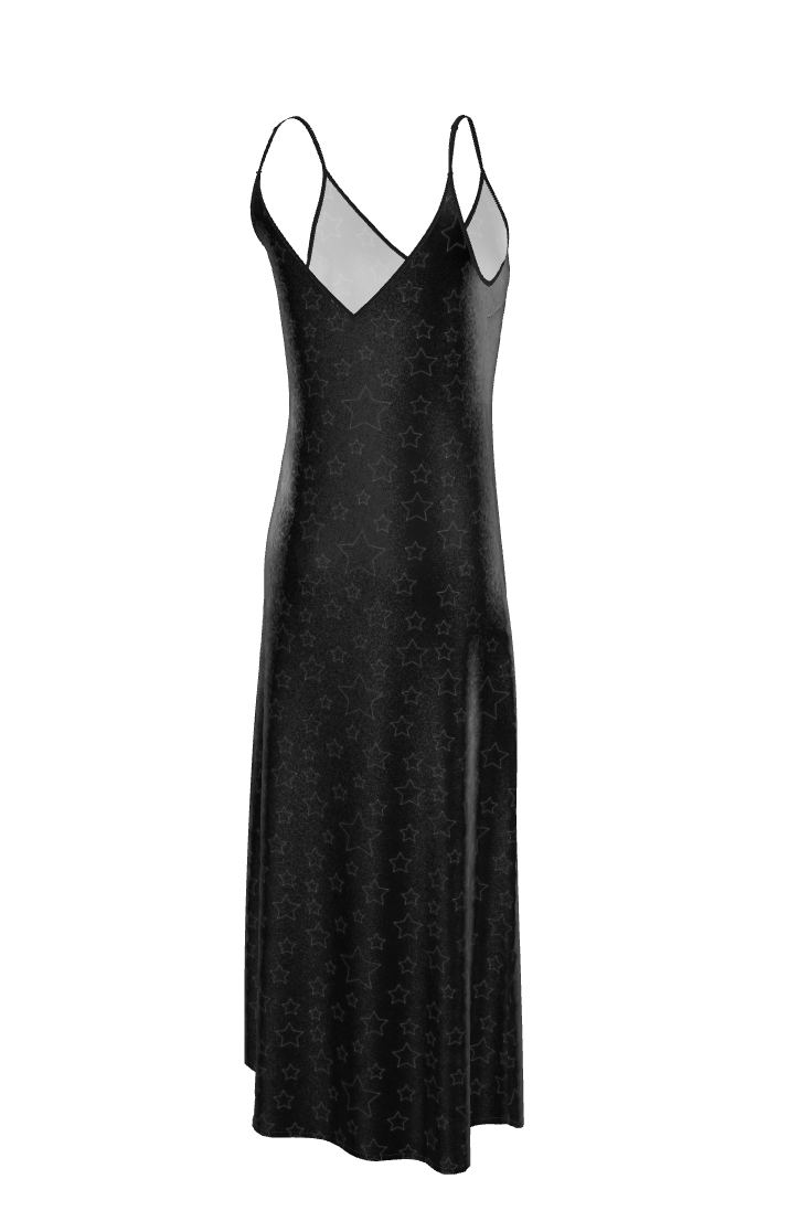UNTITLED BOUTIQUE Black Silk Constellation Star Slip Dress - Limited E The Untitled Boutique UNTITLED BOUTIQUE Black Silk Constellation Star Slip Dress - Limited E The Untitled Boutique