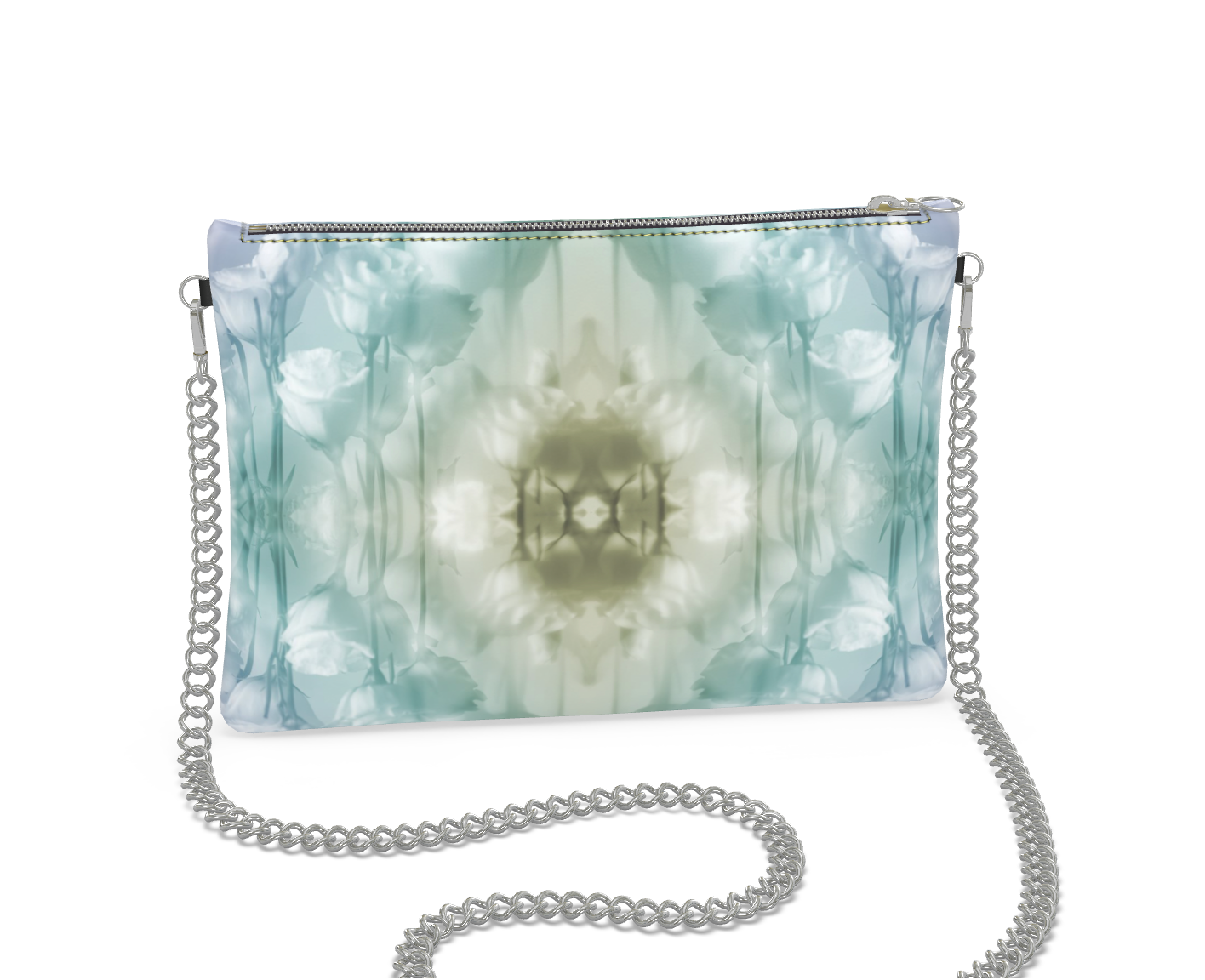 UNTITLED x Indira Cesarine "Field of Flowers" Kaleidoscopic Leather Crossbody Bag with Silver Chain - Limited Edition